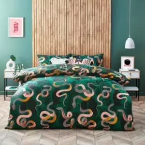 Furn. Serpentine Juniper Green Duvet Cover and Pillowcase Set Green
