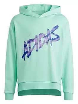 adidas Dance Graphic Hoodie, Green, Size 11-12 Years, Women