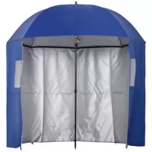 Outsunny 2m Beach Parasol w/ Sides and Push Button Tilt - Blue