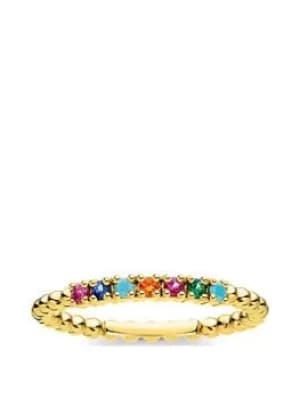 Thomas Sabo Gold Plated Sterling Silver and Multi Cubic Zirconia Stacking Ring, One Colour, Size L, Women