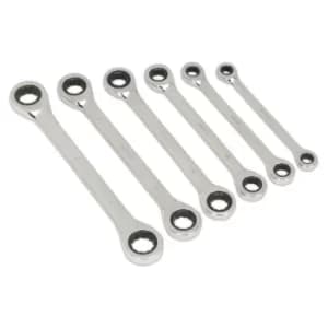 Double End Ratchet Ring Spanner Set 6PC Metric