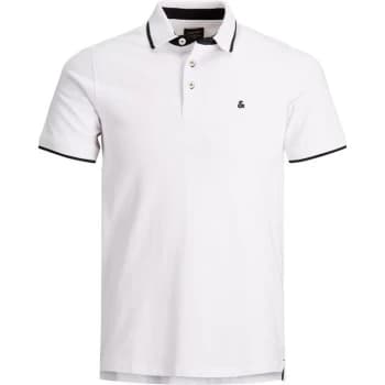 Jack and Jones Tipped Pique Polo - White