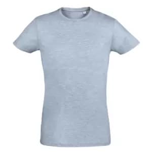 SOLS Mens Regent Slim Fit Short Sleeve T-Shirt (XXL) (Heather Sky Blue)