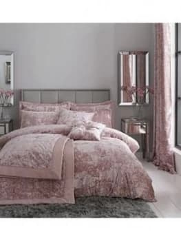 Catherine Lansfield Crushed Velvet Duvet Cover Set In Pink