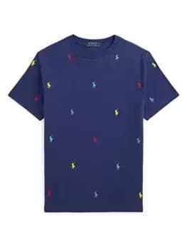 Ralph Lauren Boys Horse All Over Print T-Shirt - Navy, Size 16 Years=Xl