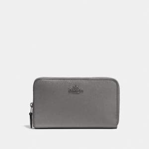 Coach Medium Zip Around Purse Dark Grey