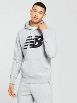 New Balance Essentials Graphic Overhead Hoodie Grey Marl Size L Men