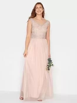 Long Tall Sally V Neck Beaded Maxi Dress, Pink, Size 10, Women