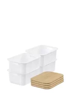 'Recycled Basket 15' with bamboo lids x4