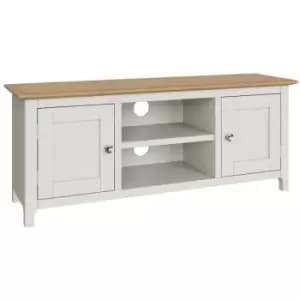 Fwstyle - Taberno Large 2 Door tv Unit Linen White Solid Oak Living Room Assembled - White