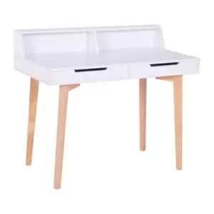 HOMCOM Writing Desk With Solid Wood Legs - White