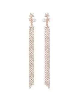 Mood Rose Gold Crystal And Pearl Star Diamante Drop Earrings