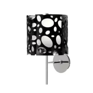 Lupin Wall Lamp E27, Gloss Black/White Acrylic/Polished Chrome, CFL Lamps INCLUDED