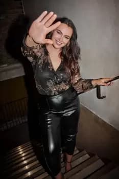 Printed Sequin Bodysuit