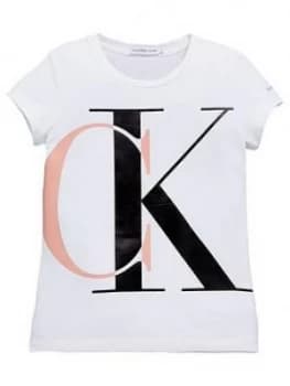 Calvin Klein Jeans Girls Exploded Monogram T-Shirt - White