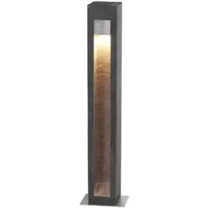 Elstead Parkstone Outdoor Bollard Basalt Stone with Stainless Steel, 3000K, IP55