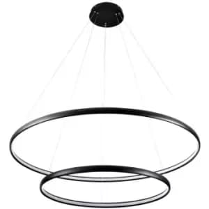Zumaline Carlo Integrated LED Pendant Ceiling Light, Matt Black, 2 Light, 4000K, 3900lm