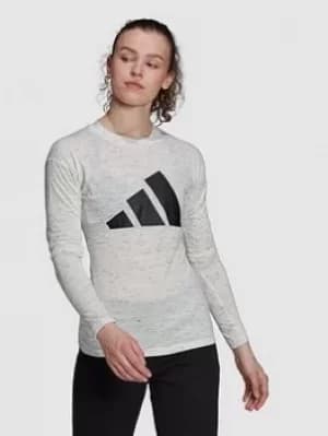 adidas Winners Long Sleeve Tee, White Size M Women