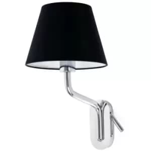 Faro Lighting - Faro Eterna Left Chrome, Black Shade Table Lamp With Reading Light