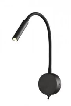 Wall Lamp , Reader 1L 3W LED Round Head Spot, 3000K, 135lm, Round Base Matt Black