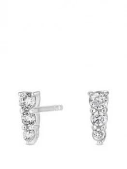 Simply Silver Sterling Silver Cubic Zirconia Graduated 3 Crystal Mini Stud Earrings