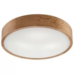 Round Cylindrical Ceiling Light Oak, 3x E27