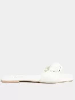 Yours Extra Wide Fit Knot Vamp Mule White, Size 5Eee, Women