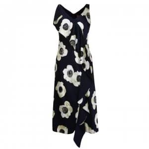 Hugo Boss Floral Printed Sleeveless Dress Navy Size L Women