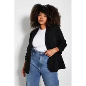 I Saw It First Black Ruched Sleeve Blazer - Black