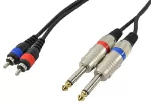 2 X Phono RCA To 2 X 1/4" Jack Leads 3m