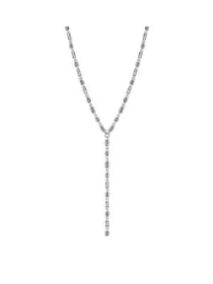 Lipsy Lipsy Silver Crystal Fine Baguette Stone Y-Drop Necklace, Silver, Women