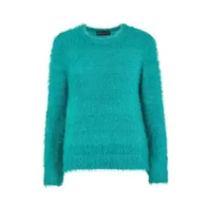 Mela London Teal Fluffy Jumper With Sequins - Blue