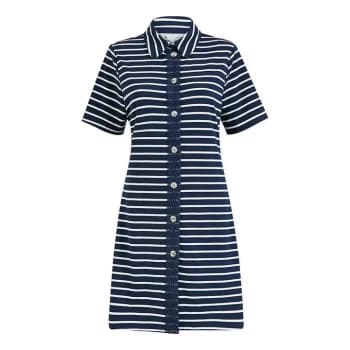 Yumi Navy Stripe Button Through Tunic - Navy