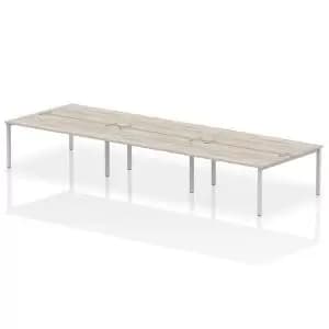 Impulse Bench B2B 6 Person 1600 Silver Frame Office Bench Desk Grey