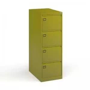 Steel 4 drawer executive filing cabinet 1321mm high - green