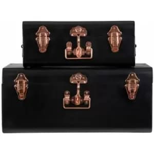 Black Storage Trunks - Set of 2 - Premier Housewares