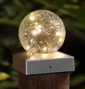 Solalite LED Fence Light Solar Crackle Ball Warm White 2-Pack
