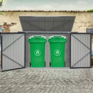 Groundlevel Large Double Door Metal Bin Shed