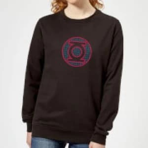 Justice League Green Lantern Retro Grid Logo Womens Sweatshirt - Black - 5XL