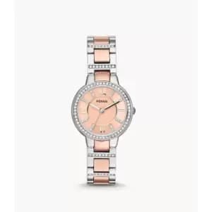 Fossil Womens Virginia Two-Tone Stainless Steel Watch - 2T Silver/Rose