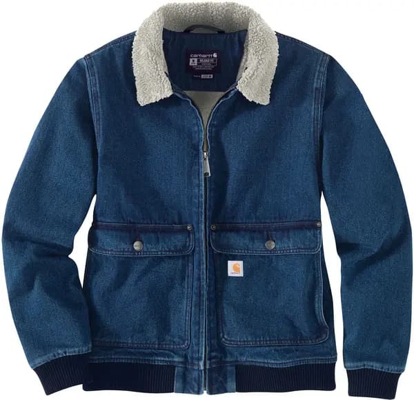 Carhartt Relaxed Fit Denim Sherpa Ladies Jacket, blue, Size L for Women