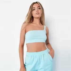 Missguided One Shoulder Ribbed Cami - Blue