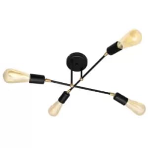 Rosette Multi Arm Semi Flush Ceiling Light Black, Gold 48cm