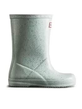 Hunter First Original Gloss Glitter Wellington Boot, Blue, Size 10 Younger