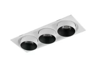 Outsider Integrated LED Adjustable Triple Recessed Downlight, White, 3000K