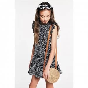 Bardot Frill Dress - Black