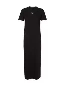 Calvin Klein Organic Cotton Maxi Logo Front T-Shirt Dress In Black - Size S