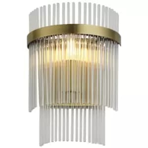 Endon - Marietta Glass Wall Lamp Antique Brass