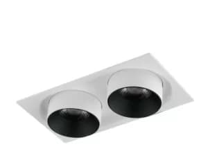 Outsider Integrated LED Adjustable Twin Recessed Downlight, White, 3000K