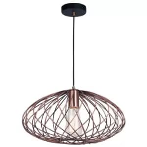 Banff 40cm Wire Frame Pendant Ceiling Light Rust Copper Metal LED E27 - Merano